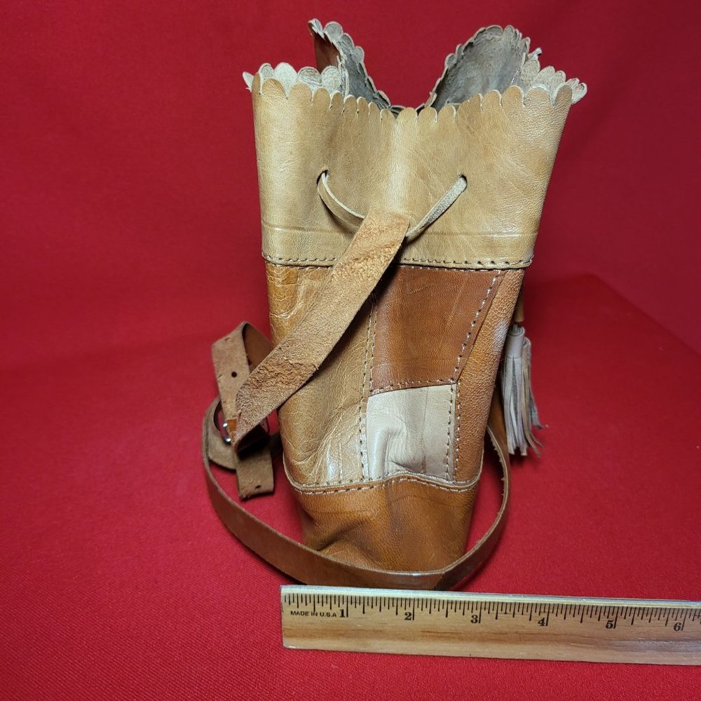 Leather Patchwork Shearling Bucket Shoulder Cross… - image 6